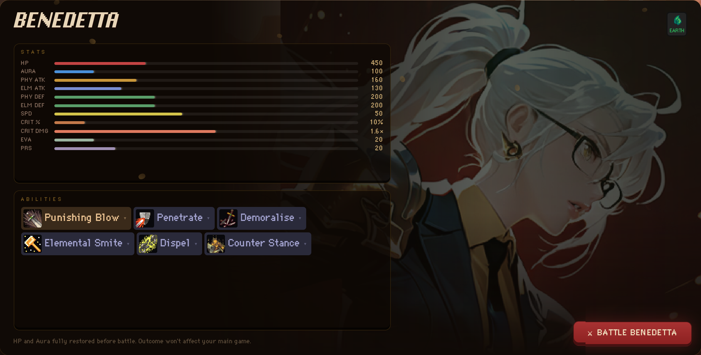 The current Arena combat UI