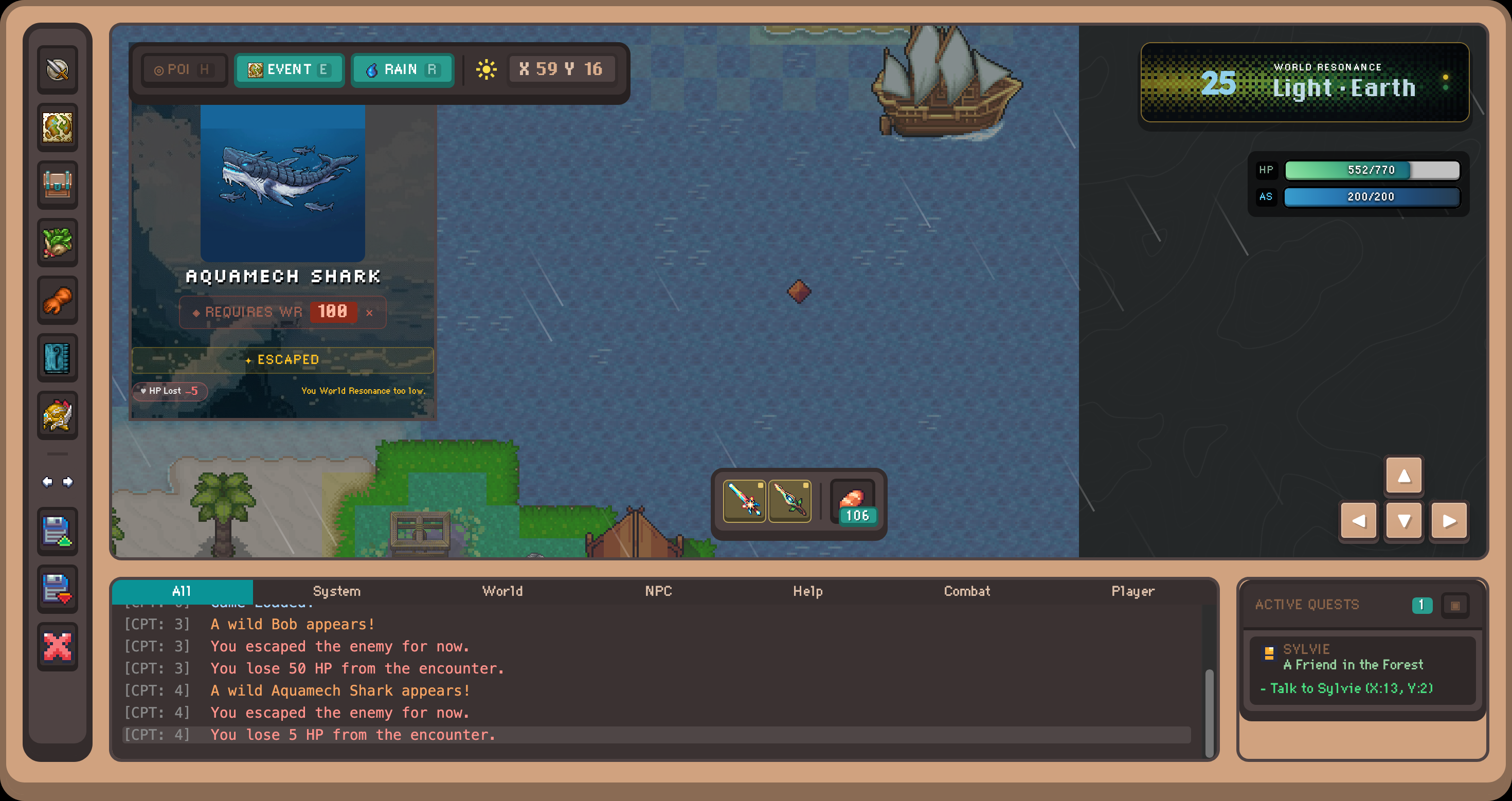 The current map view