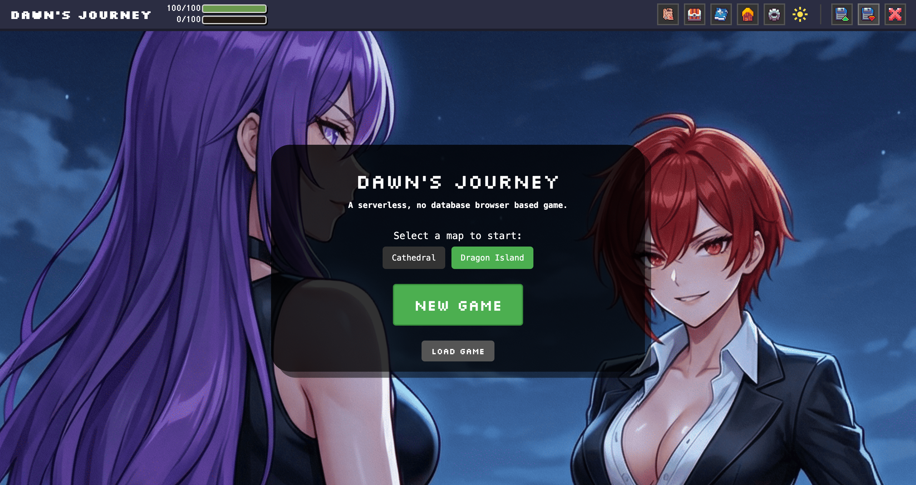An early version of the Dawn's Journey splash screen